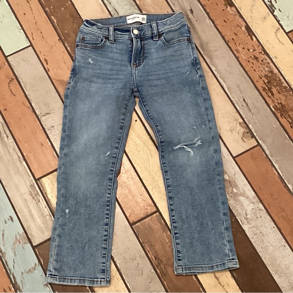 abercrombie kids Light Blue Straight-Leg Distressed Jeans